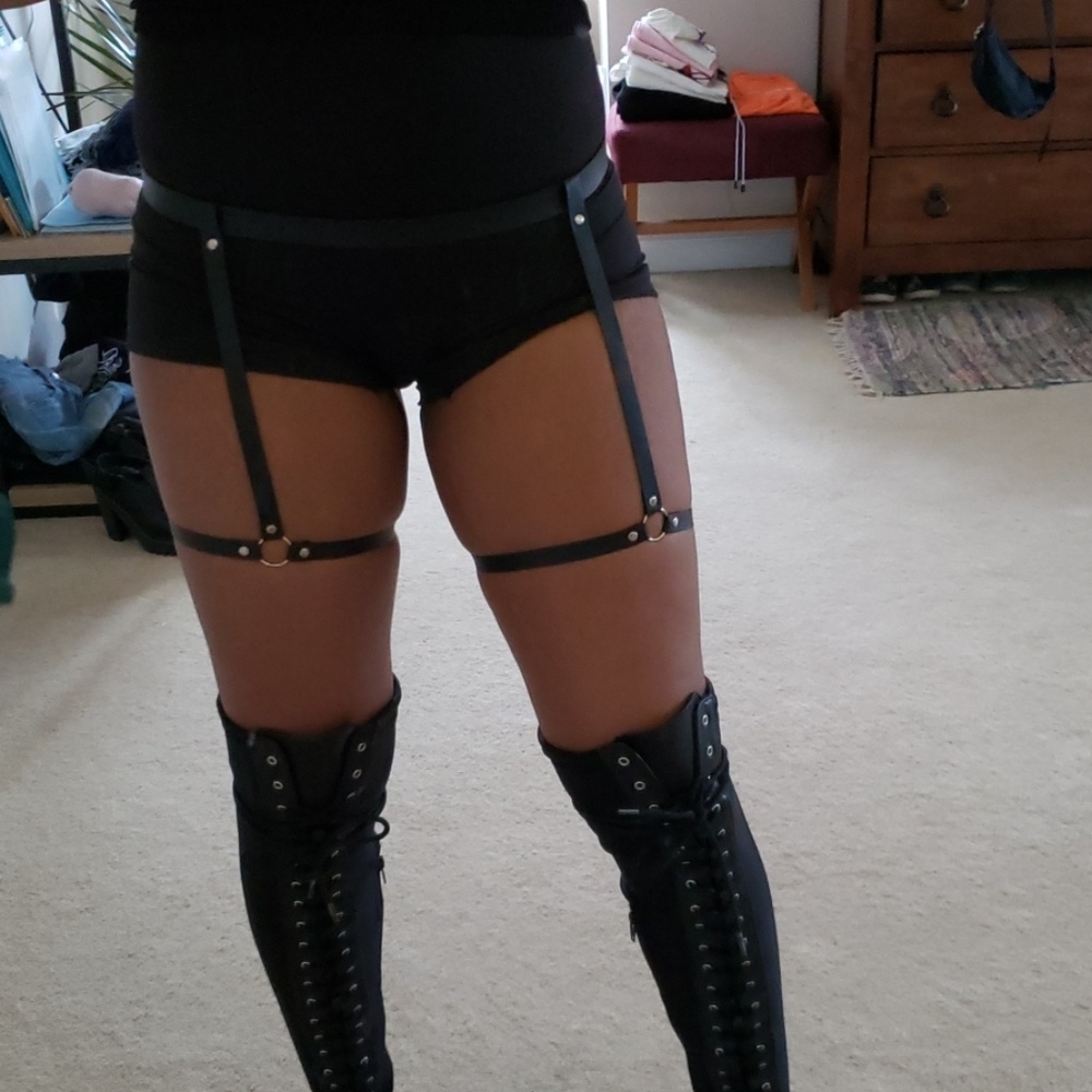 Faux Leather Garters